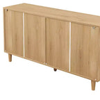 Mobiletto portaoggetti in rattan a 6 cassetti da 59,06 pollici con guide per cassetti bianche, adatto per camere da letto, dotato di spazio di archiviazione, naturale