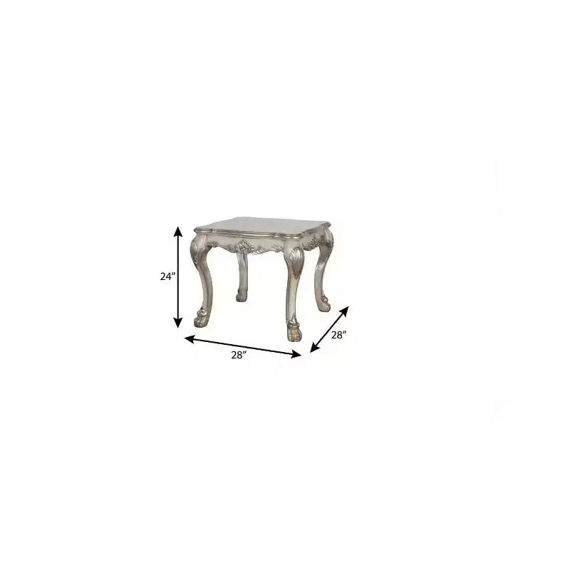 24 Vintage Bone White Solid Wood And Polyresin Square End Table