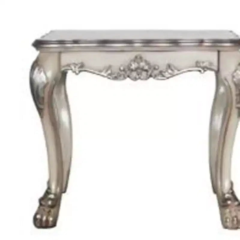 24 Vintage Bone White Solid Wood And Polyresin Square End Table