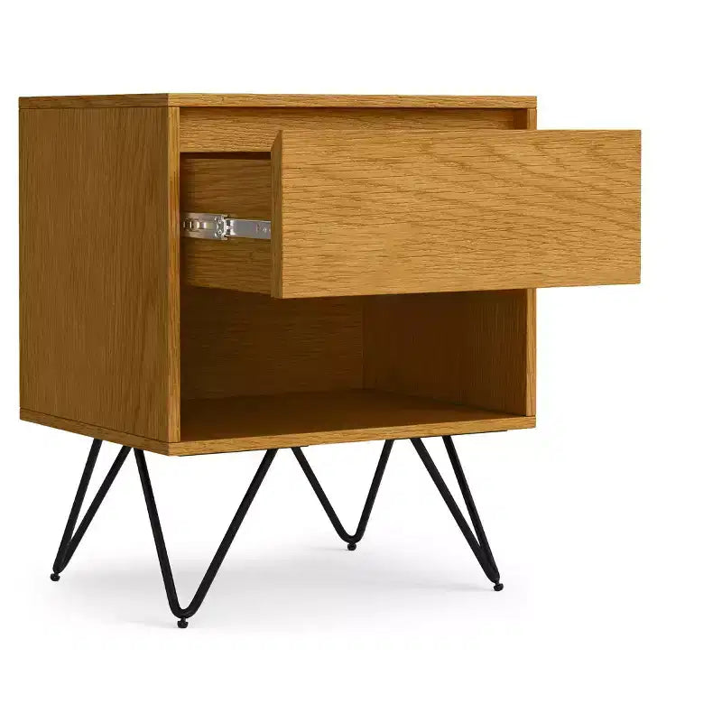 20 inch Wide Industrial Nightstand in Oak