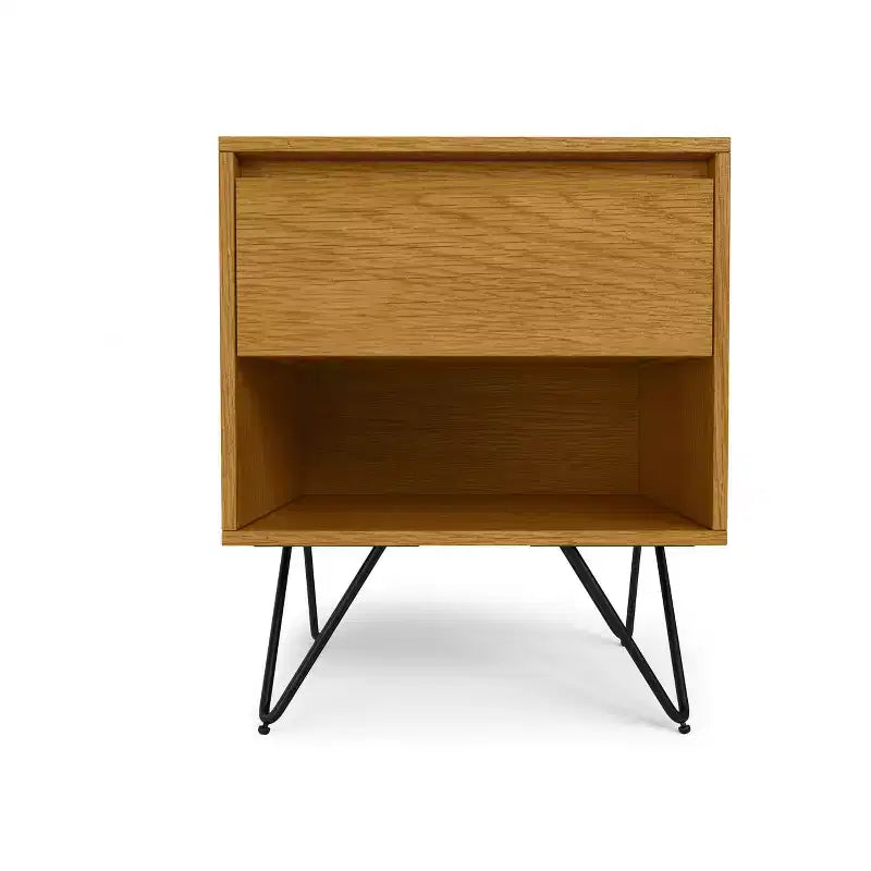 20 inch Wide Industrial Nightstand in Oak