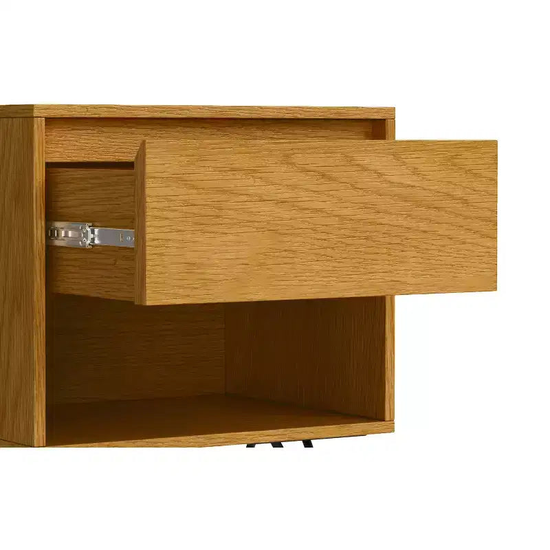 20 inch Wide Industrial Nightstand in Oak