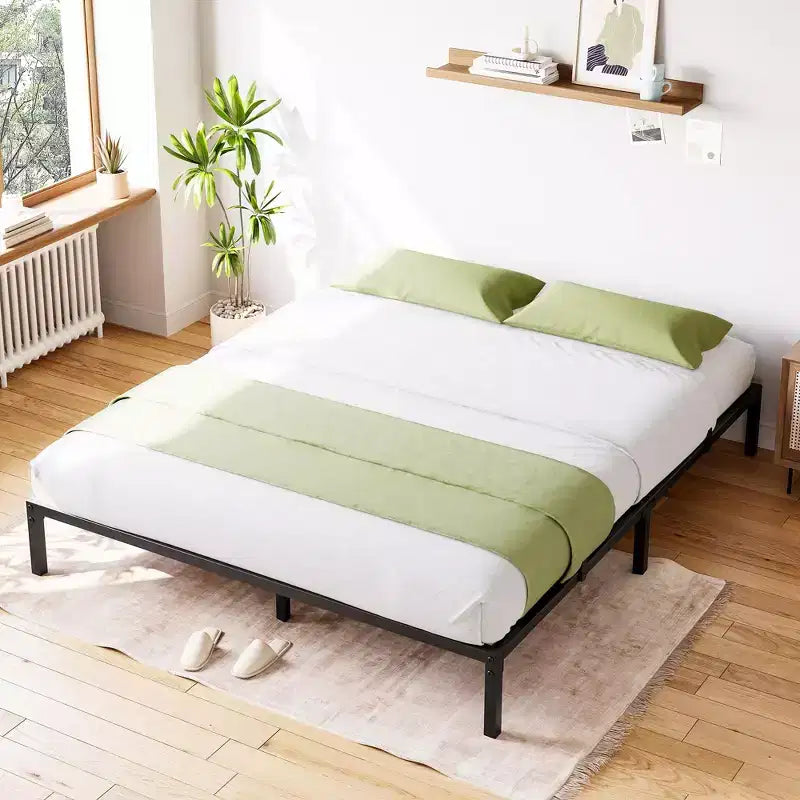 Twin Metal Bed Frame Heavy Duty Platform with Iron Slats, 800 lbs Capacity, No Box Spring, Under-Bed Storage