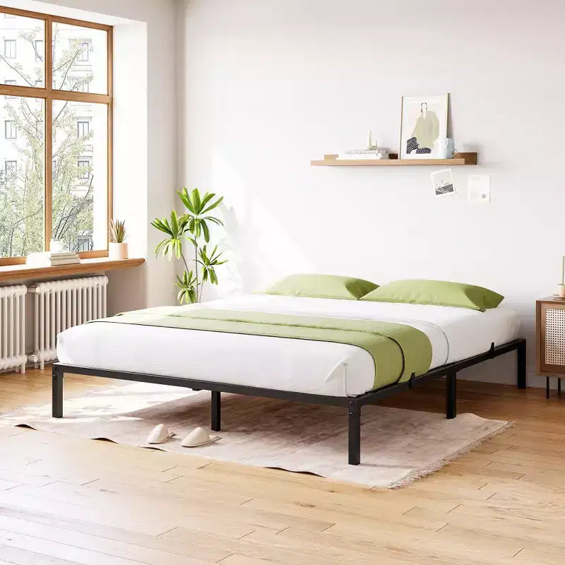 Twin Metal Bed Frame Heavy Duty Platform with Iron Slats, 800 lbs Capacity, No Box Spring, Under-Bed Storage