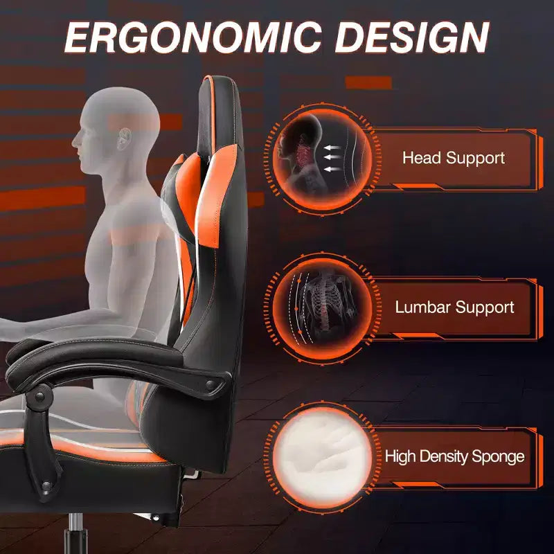 Executive Leather Office Chair, Ergonomic Office Chair High Back Lumbar Support with Padded Armrests