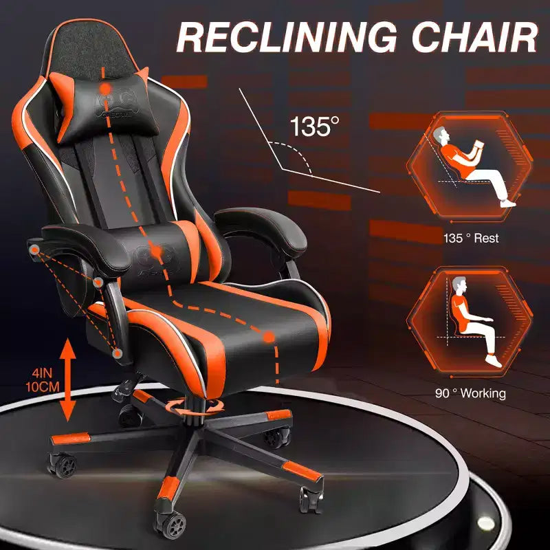 Executive Leather Office Chair, Ergonomic Office Chair High Back Lumbar Support with Padded Armrests