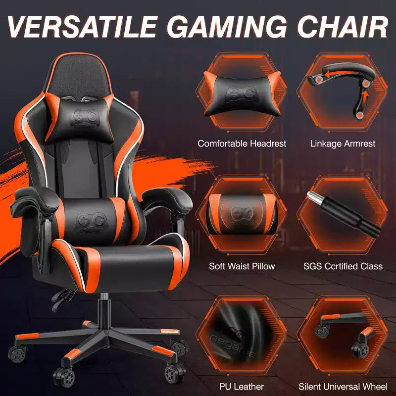 Executive Leather Office Chair, Ergonomic Office Chair High Back Lumbar Support with Padded Armrests