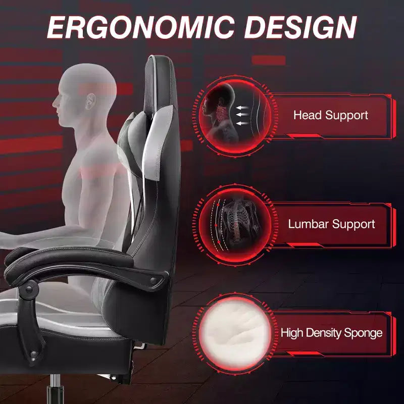Executive Leather Office Chair, Ergonomic Office Chair High Back Lumbar Support with Padded Armrests