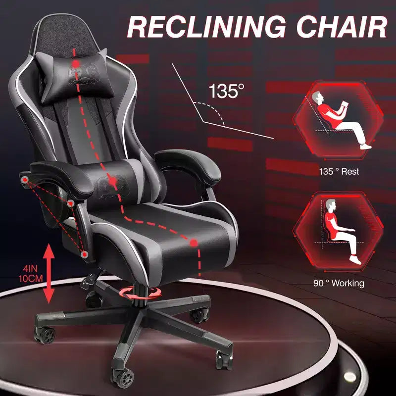 Executive Leather Office Chair, Ergonomic Office Chair High Back Lumbar Support with Padded Armrests
