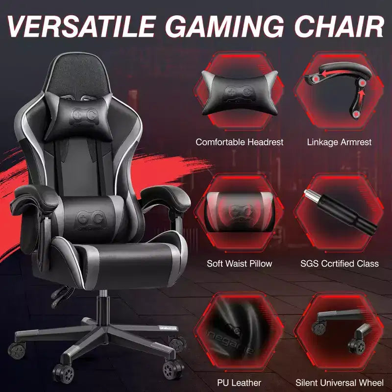 Executive Leather Office Chair, Ergonomic Office Chair High Back Lumbar Support with Padded Armrests