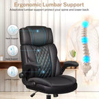Sedia da ufficio direzionale in pelle, sedia ergonomica da ufficio con schienale alto e supporto lombare con braccioli imbottiti