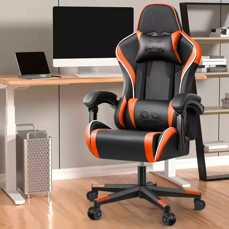 Executive Leather Office Chair, Ergonomic Office Chair High Back Lumbar Support with Padded Armrests