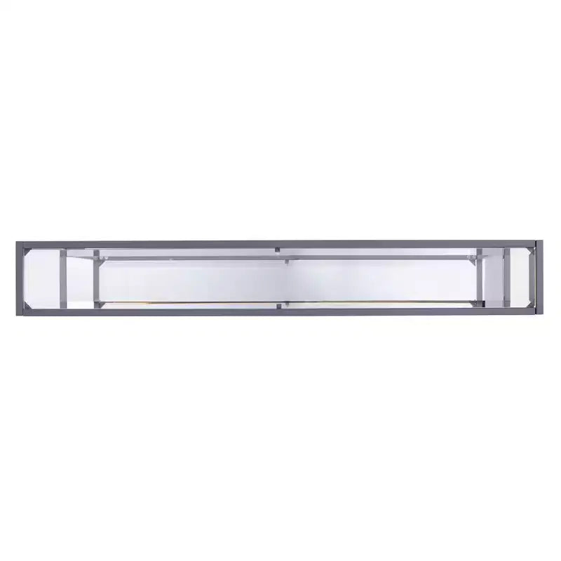 56 Clear and Silver Glass Mirrored Floor Shelf Console Table With Storage