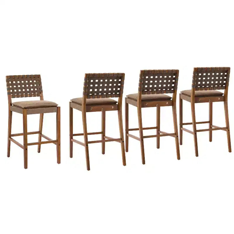 Contemporary Rubberwood Faux Leather Upholstered Barstools (Set of 4)