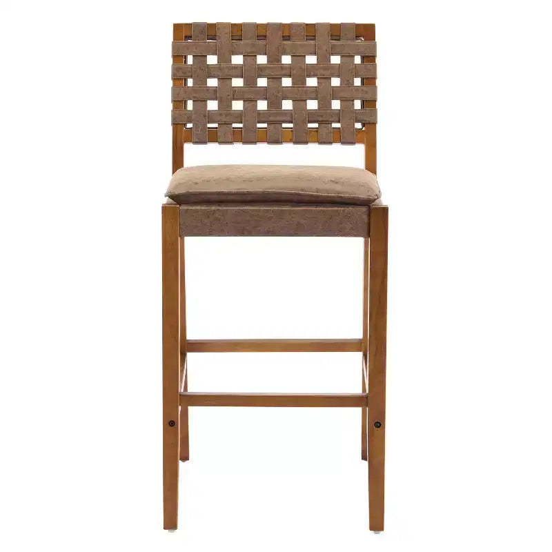Contemporary Rubberwood Faux Leather Upholstered Barstools (Set of 4)