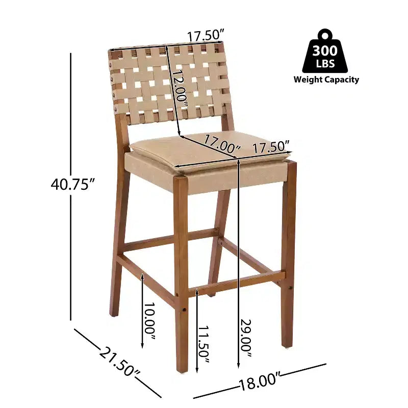 Contemporary Rubberwood Faux Leather Upholstered Barstools (Set of 4)