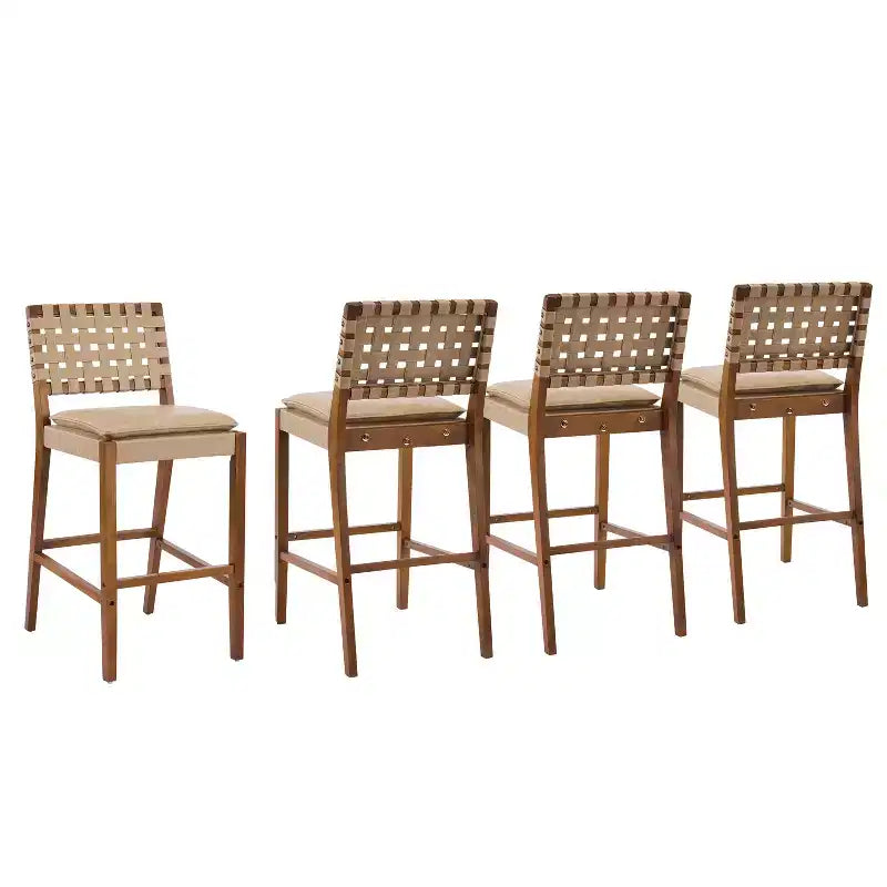 Contemporary Rubberwood Faux Leather Upholstered Barstools (Set of 4)