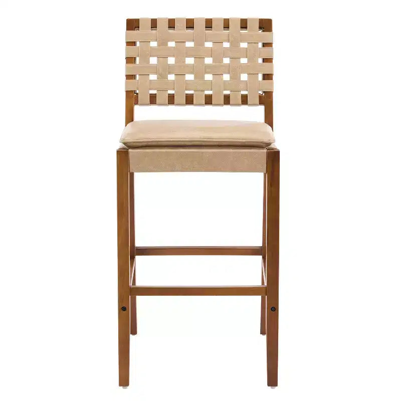 Contemporary Rubberwood Faux Leather Upholstered Barstools (Set of 4)