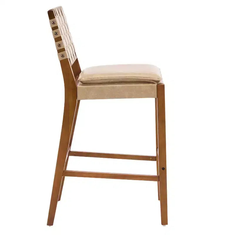 Contemporary Rubberwood Faux Leather Upholstered Barstools (Set of 4)