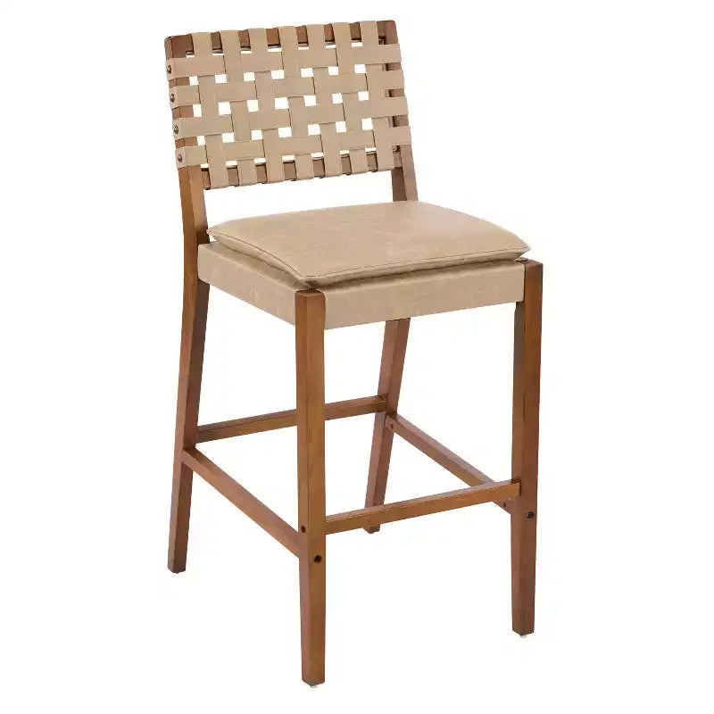 Contemporary Rubberwood Faux Leather Upholstered Barstools (Set of 4)