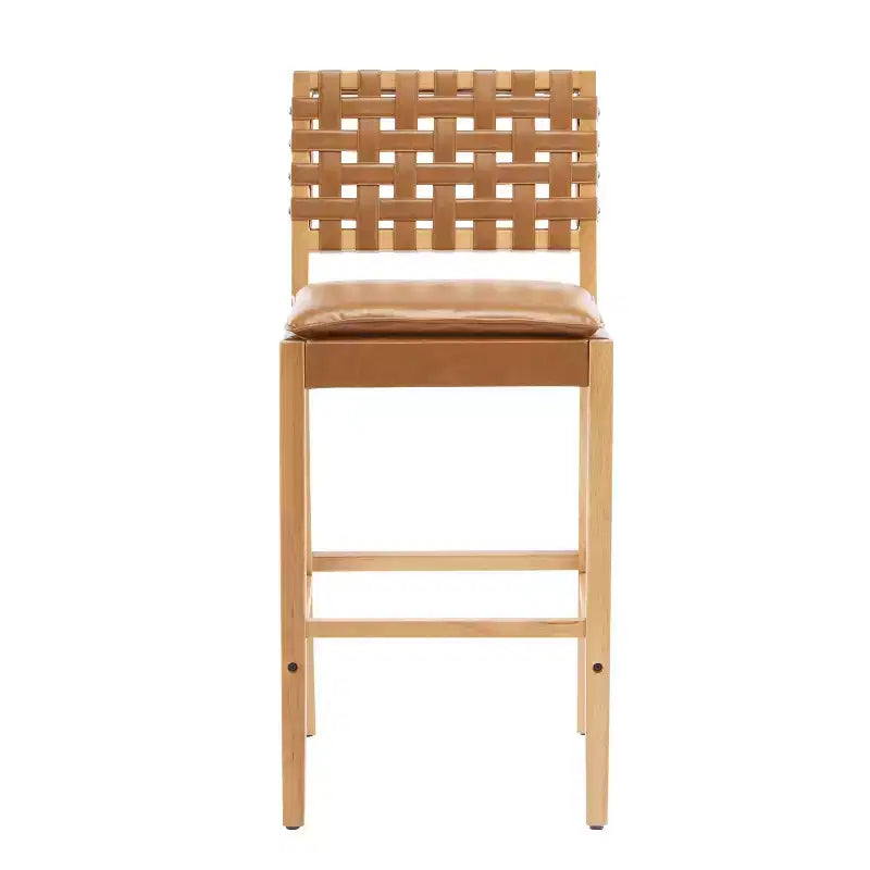 Contemporary Rubberwood Faux Leather Upholstered Barstools (Set of 4)