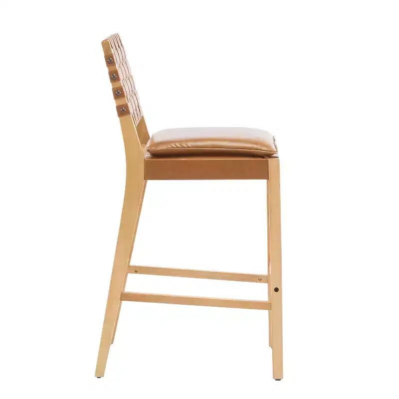 Contemporary Rubberwood Faux Leather Upholstered Barstools (Set of 4)