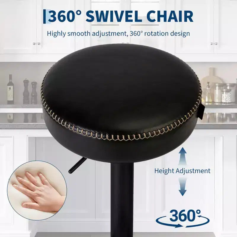 Modern Adjustable Bar Stools Set of 2, 360 Swivel Counter, for Kitchen Island, Home Bar, Lounge