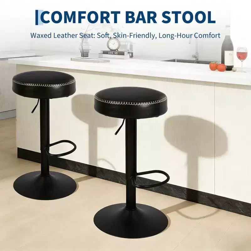 Modern Adjustable Bar Stools Set of 2, 360 Swivel Counter, for Kitchen Island, Home Bar, Lounge