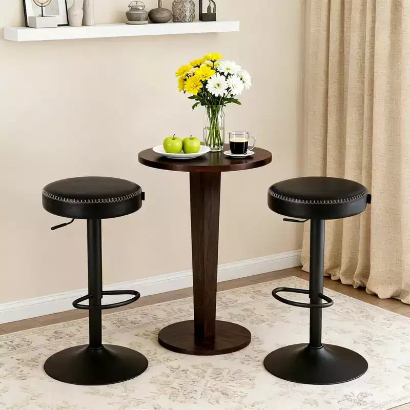 Modern Adjustable Bar Stools Set of 2, 360 Swivel Counter, for Kitchen Island, Home Bar, Lounge