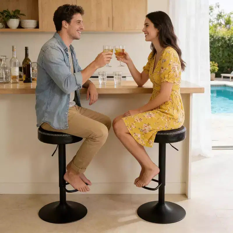 Modern Adjustable Bar Stools Set of 2, 360 Swivel Counter, for Kitchen Island, Home Bar, Lounge