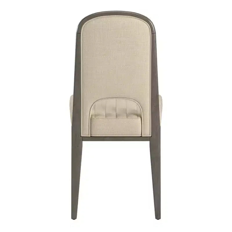 Wood Finish Cream Fabric Channel Stitching Dining Chair (Set of 2)