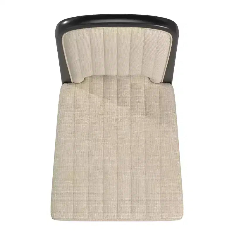 Wood Finish Cream Fabric Channel Stitching Dining Chair (Set of 2)