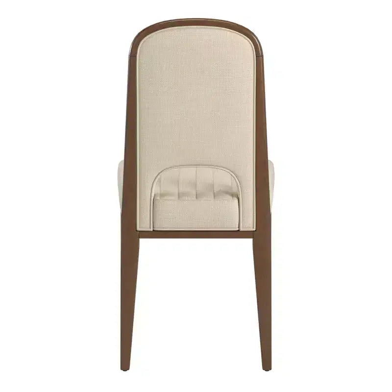 Wood Finish Cream Fabric Channel Stitching Dining Chair (Set of 2)
