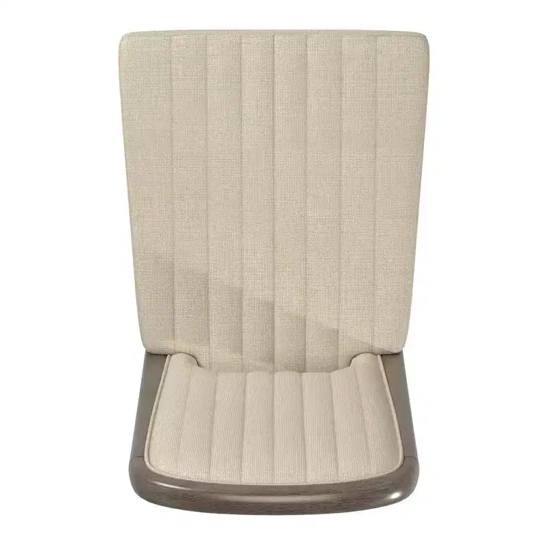 Wood Finish Cream Fabric Channel Stitching Dining Chair (Set of 2)