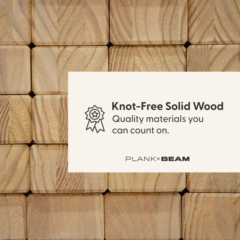 Full Size Solid Pine Wood Bed Frame, Mid-Century Ribbed Headboard, Tapered Legs, No Box Spring Required