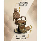 Poltrona Reclinabile Vintage Super Resistente, Altezza Regolabile, Girevole a 360°, Poggiatesta e Poggiapiedi, Capacità 317 kg