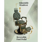 Poltrona Reclinabile Vintage Super Resistente, Altezza Regolabile, Girevole a 360°, Poggiatesta e Poggiapiedi, Capacità 317 kg