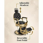 Poltrona Reclinabile Vintage Super Resistente, Altezza Regolabile, Girevole a 360°, Poggiatesta e Poggiapiedi, Capacità 317 kg