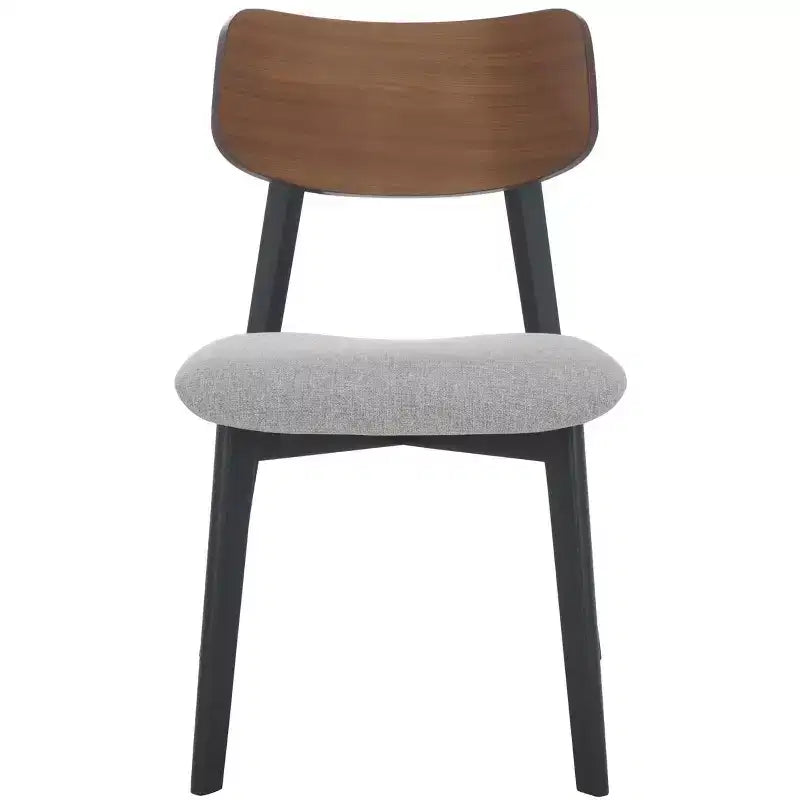 Wood Dining Chair Set of 2, Rubberwood Frame with Upholstered Seat, Curved Low Back, Armless