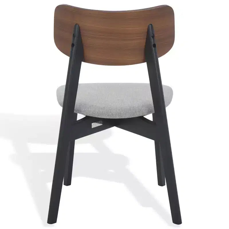Wood Dining Chair Set of 2, Rubberwood Frame with Upholstered Seat, Curved Low Back, Armless