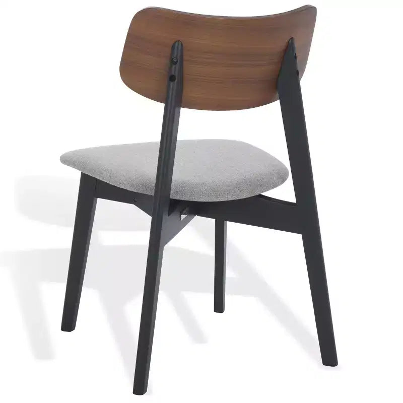Wood Dining Chair Set of 2, Rubberwood Frame with Upholstered Seat, Curved Low Back, Armless