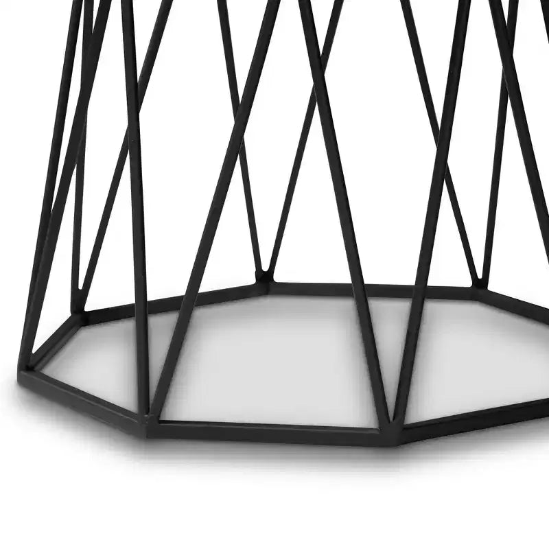 Metal End Table with Marble Tabletop Black: Rectangle Side Table for Living Room, No Assembly Required