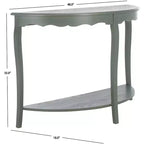 Consolle a mezzaluna con ripiano aperto, gambe cabriole, stile classico francese, bianco sporco