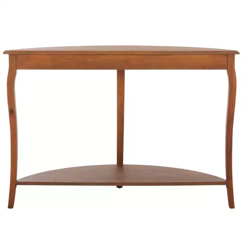 Half Moon Console Table with Open Shelf, Cabriole Legs, Classic French Style, Off-White
