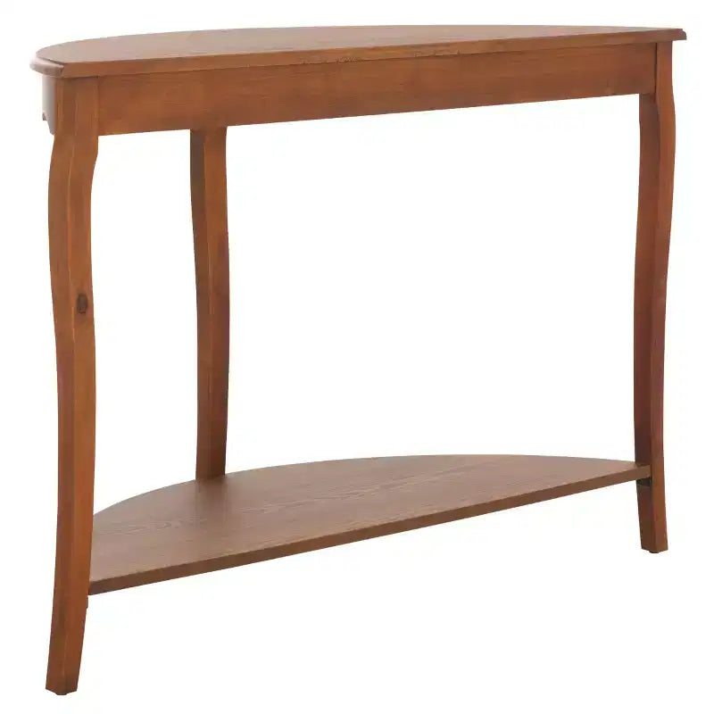 Half Moon Console Table with Open Shelf, Cabriole Legs, Classic French Style, Off-White