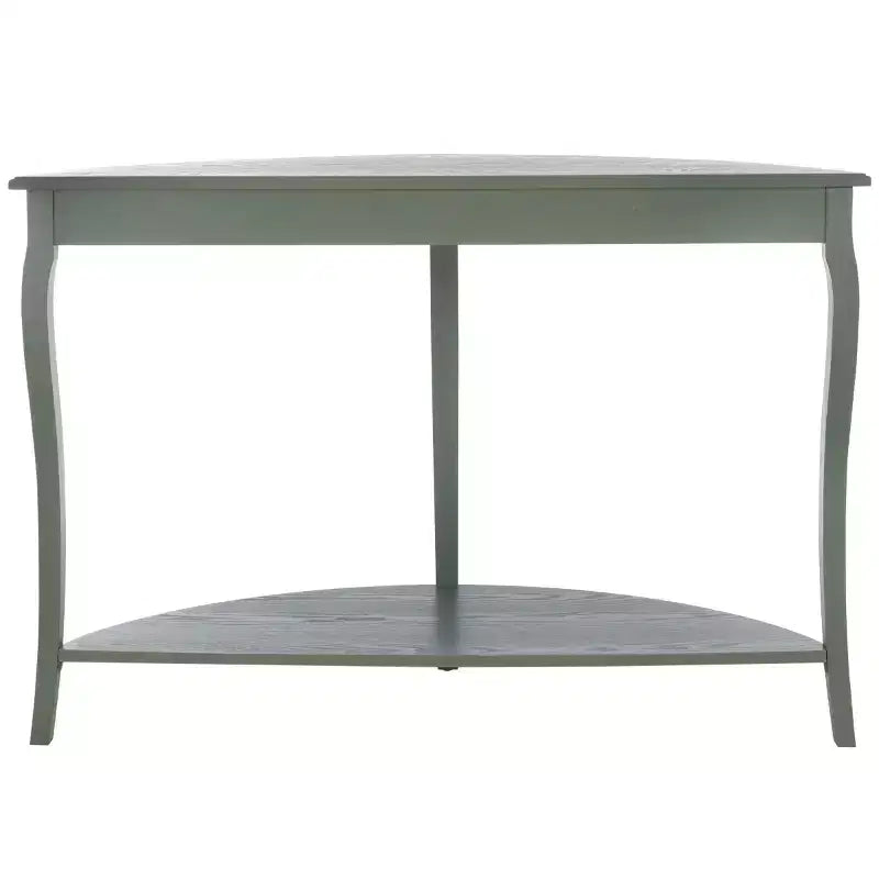 Half Moon Console Table with Open Shelf, Cabriole Legs, Classic French Style, Off-White