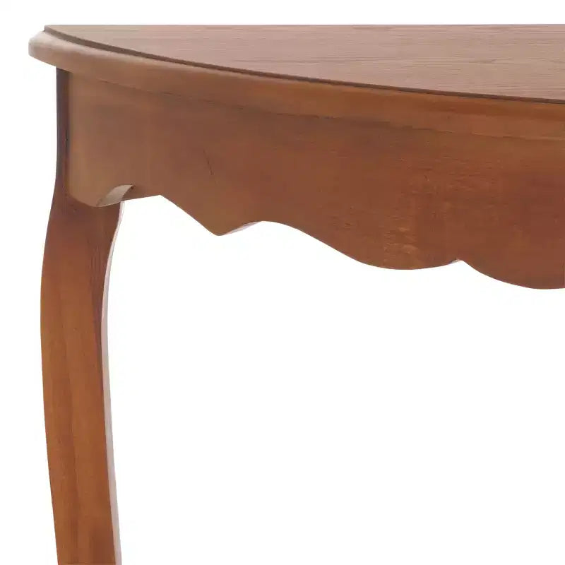 Half Moon Console Table with Open Shelf, Cabriole Legs, Classic French Style, Off-White