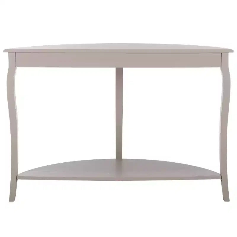 Half Moon Console Table with Open Shelf, Cabriole Legs, Classic French Style, Off-White