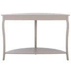 Consolle a mezzaluna con ripiano aperto, gambe cabriole, stile classico francese, bianco sporco