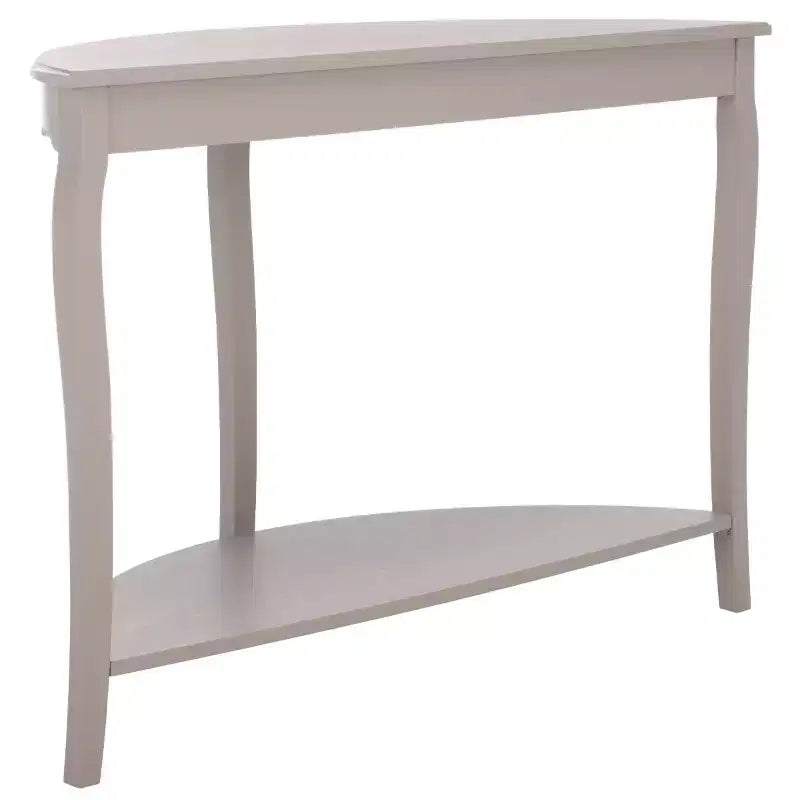 Half Moon Console Table with Open Shelf, Cabriole Legs, Classic French Style, Off-White